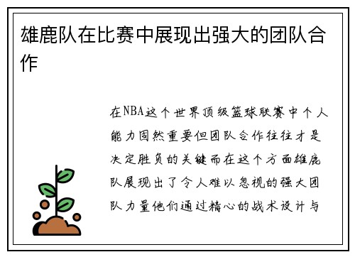 雄鹿队在比赛中展现出强大的团队合作